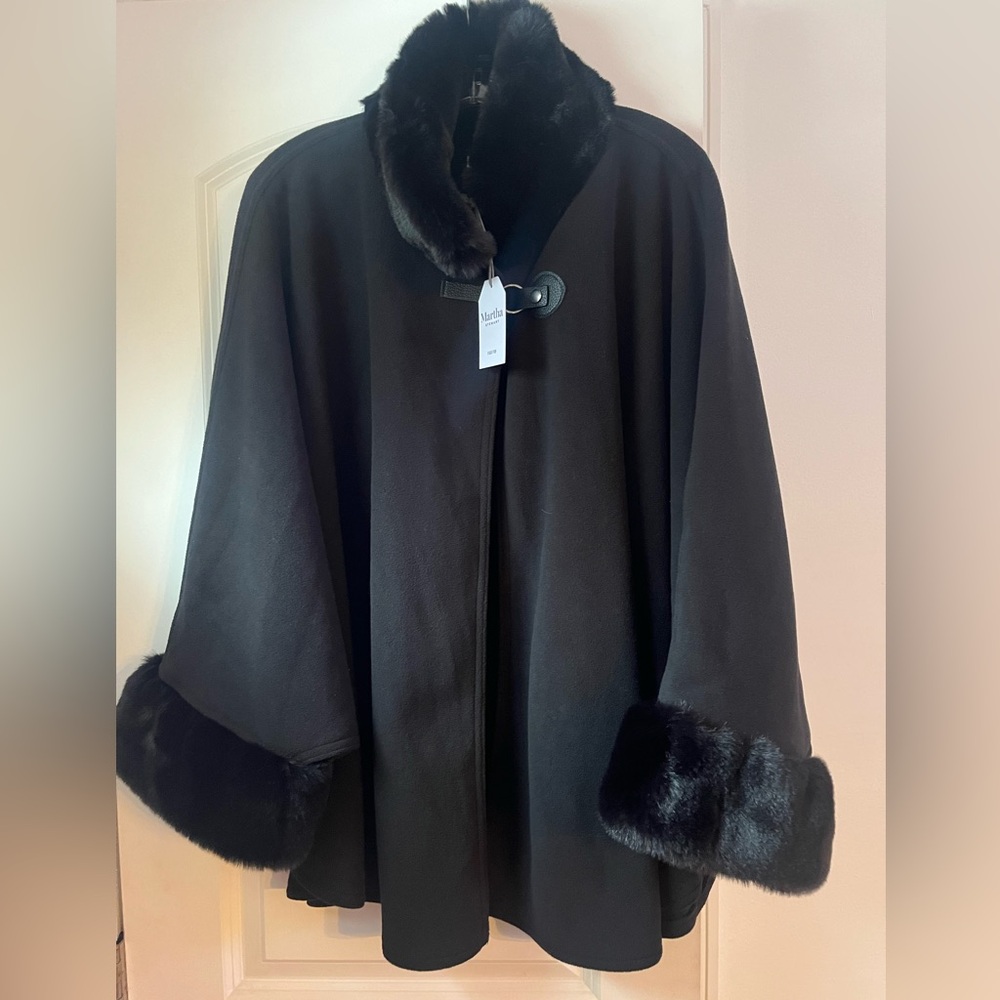 Brand new black MS style faux fur coat.